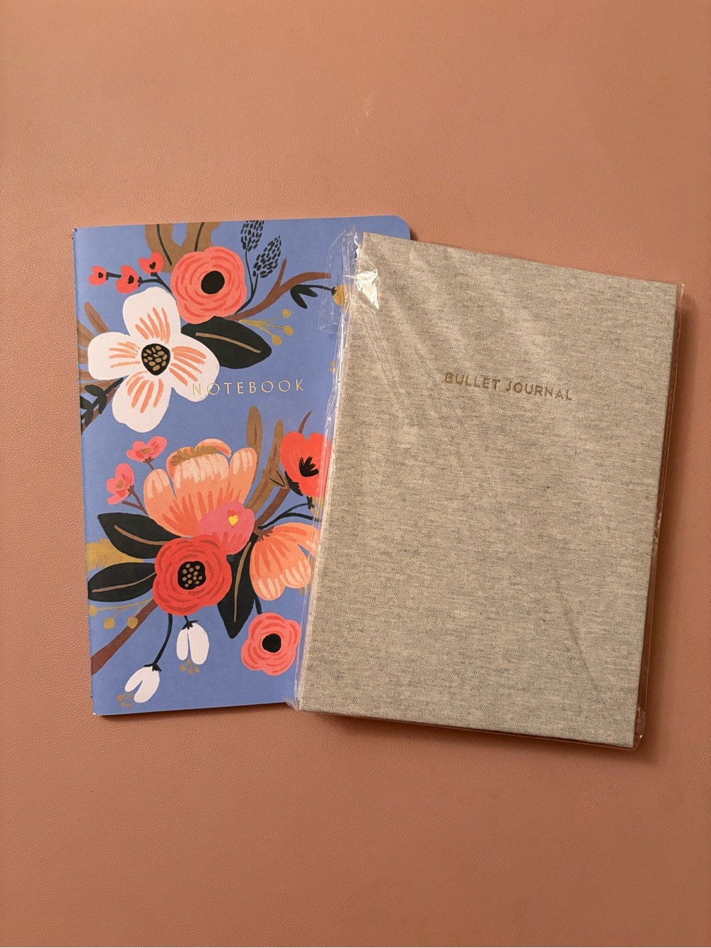 Heather Gray Bullet Journal & Floral Blue Notebook Set